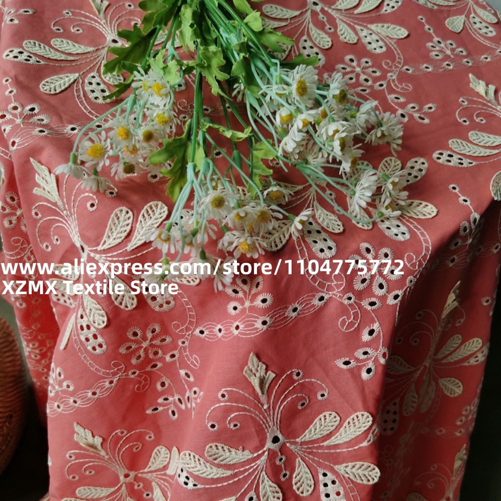 Red Base 3D Floral Embroidery  - Vintage Sewing Textile ulasan dan harga