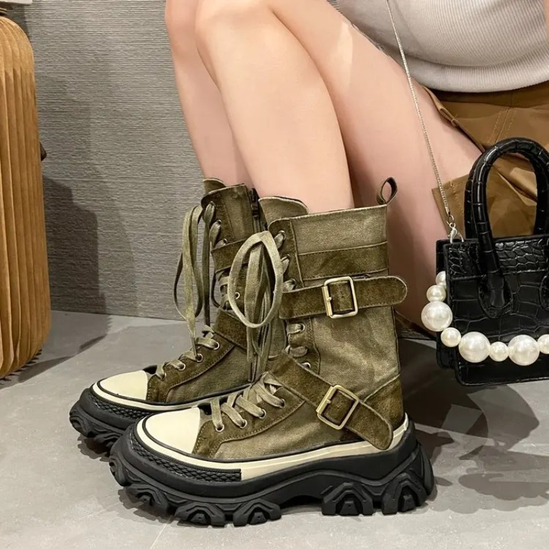 Thick Platform Women Boots Vin - Sewing Latex ulasan dan harga